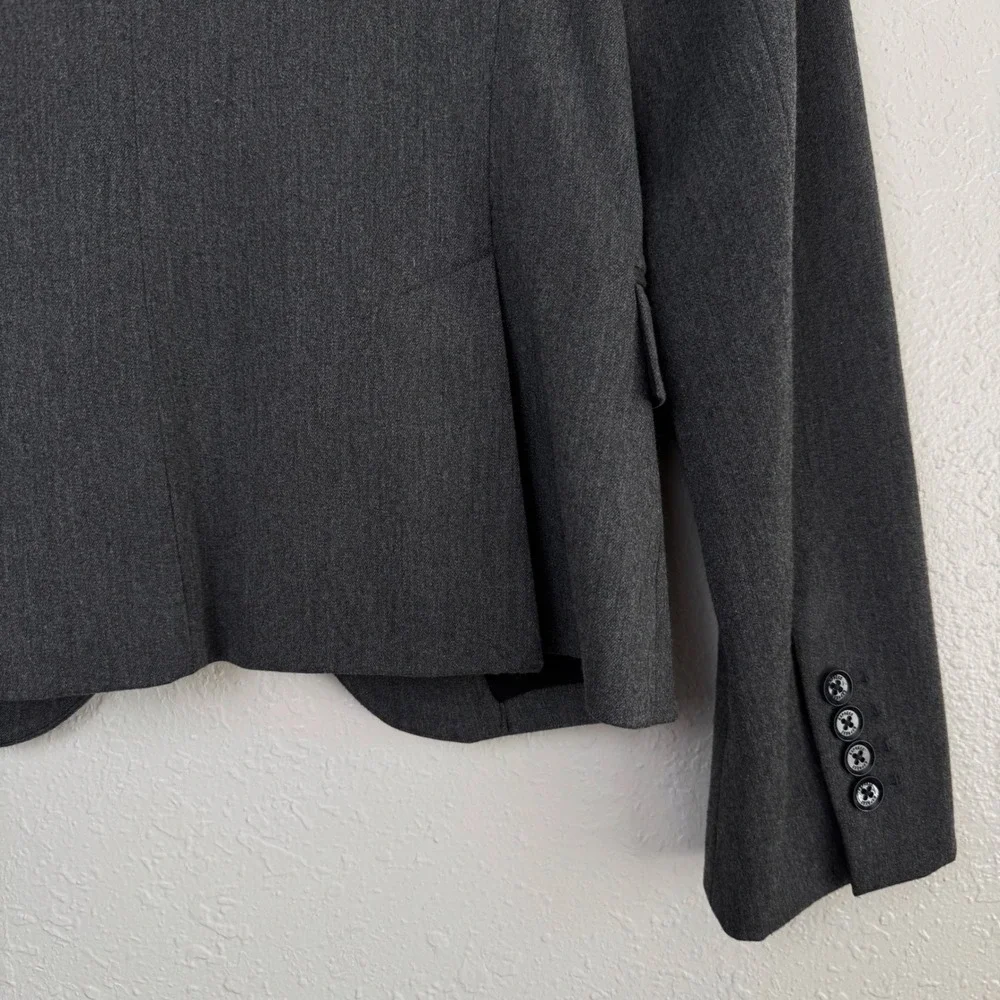 Express Charcoal Gray Single Button Tailored Blazer Jacket 6